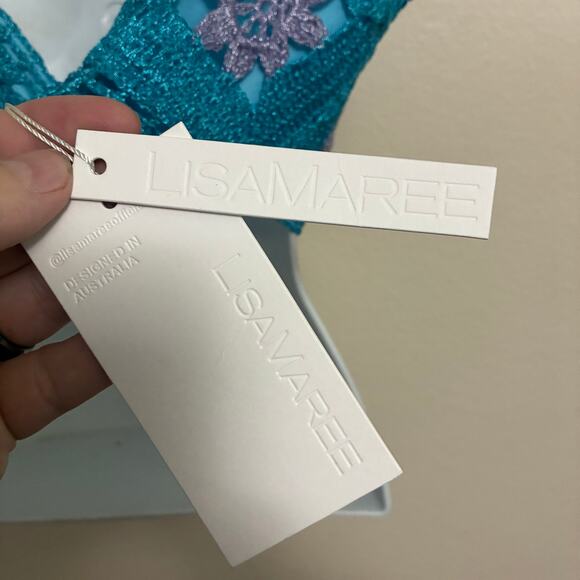 NWT! LisaMaree The 'Right Here Now' 2 Piece Crochet Set In Turquoise Size S - Picture 14 of 15